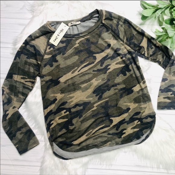 Mikey and Joey Tops - Mikey and Joey long-sleeved camouflage top